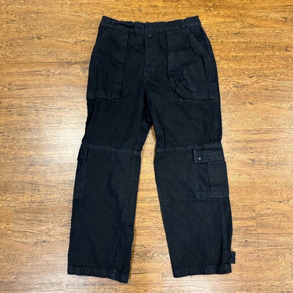 Free People Denim - Free People We The Free Black Marx Slouchy Baggy Cargo Denim Jeans Women's 30x29